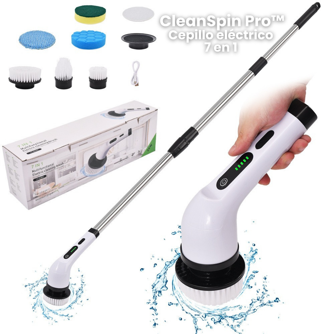 CleanSpin Pro: Cepillo eléctrico 7 en 1: pule, limpia, suaviza, barre