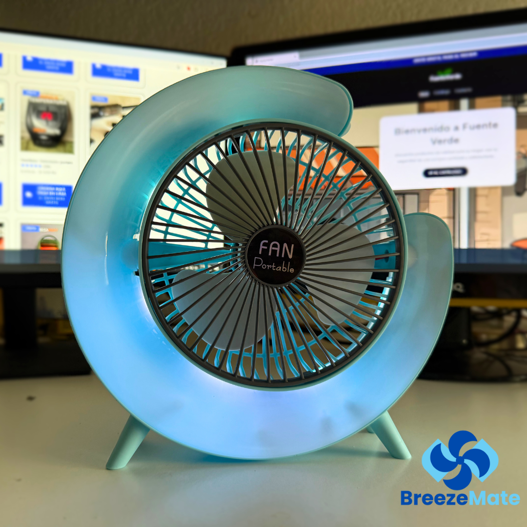 BreezeMate: Ventilador portátil recargable