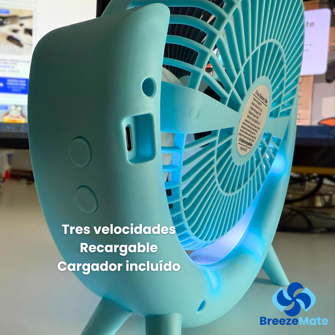 BreezeMate: Ventilador portátil recargable