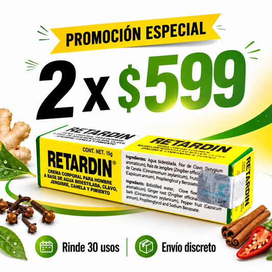 Retardante para caballero: Gana hasta 20 minutos extras.