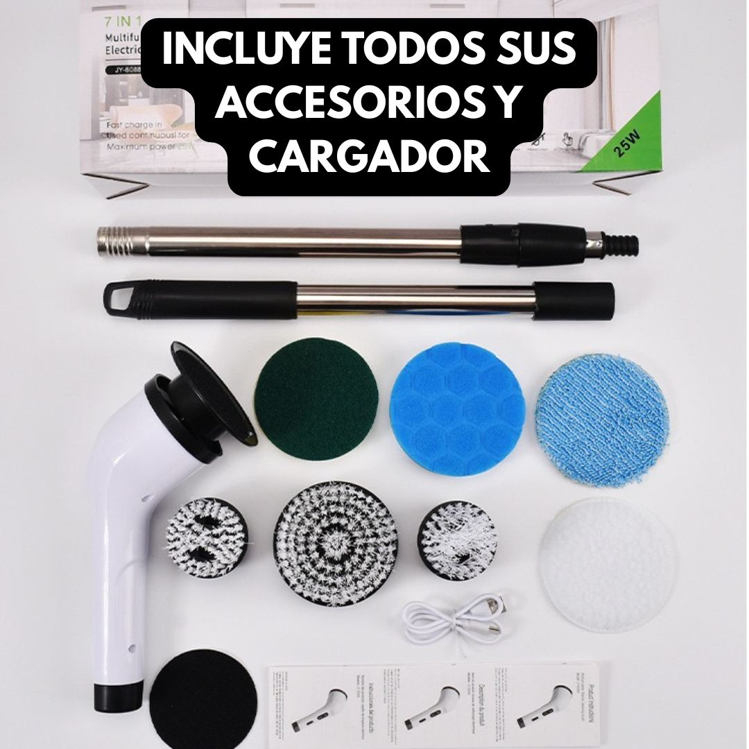 CleanSpin Pro: Cepillo eléctrico 7 en 1: pule, limpia, suaviza, barre