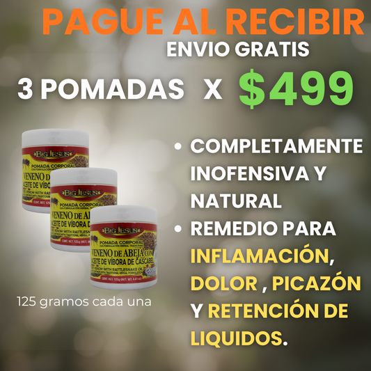 3 POMADAS DE VENENO DE ABEJA