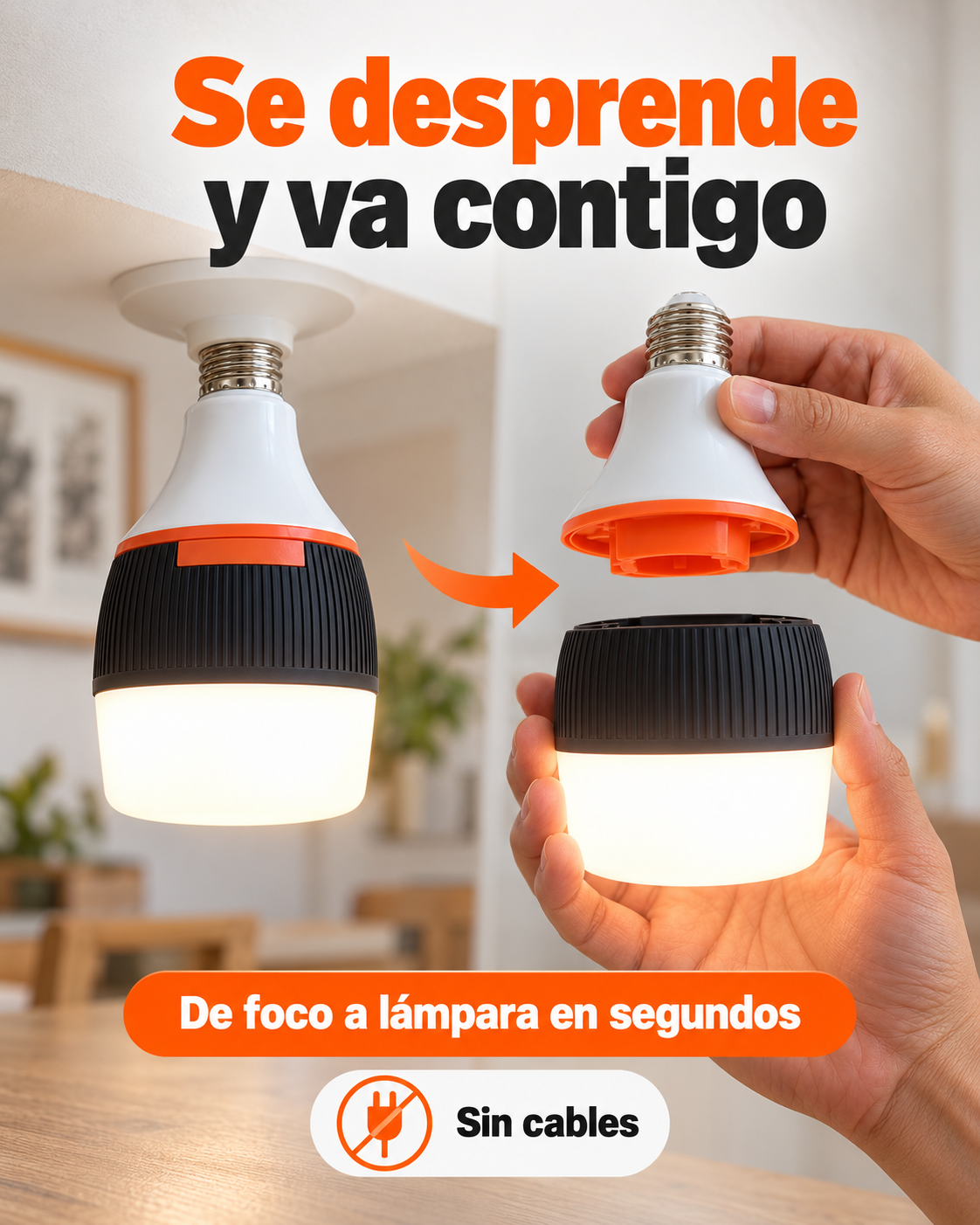 Foco LED con bateria recargable