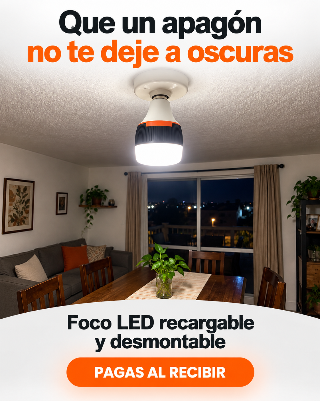 Foco LED con bateria recargable