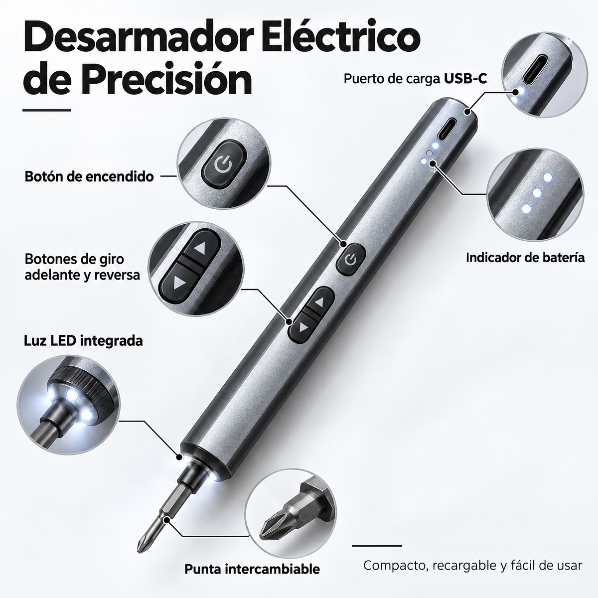 Desatornillador eléctrico HAMMR: +50 accesorios, recargable